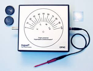 Orgon verstärktes Radionikgerät
OPHC
Orgon powered Hyperspace Communicator®
mit Silberrohr
Transmissionskabel mit Transmissionsplatte
Symbolkarte 
